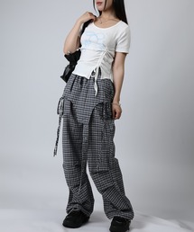 HOOK for girls リボングラフィック × サイドギャザー コンパクトストリートT (SS)