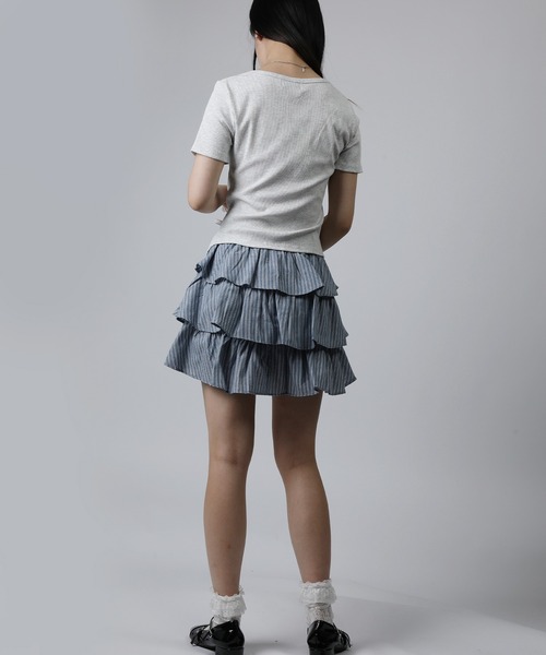 HOOK(フック)の「HOOK for girls リボングラフィック × サイドギャザー コンパクトストリートT (SS)(Tシャツ/カットソー・レディース・グレー/ブラック/ホワイト/ブルー・FREE)」の20枚目の写真