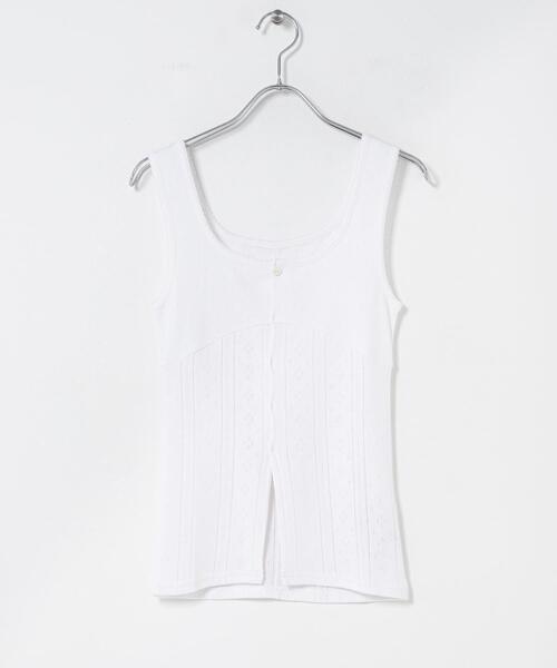 THE GOODLAND MARKET（ザグッドランドマーケット）の「cwtch　PATTERNMESH TANKTOP（タンクトップ・レディース・ホワイト/ブルー系その他/ブラック/イエロー・FREE）」の5枚目の写真