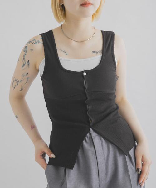 THE GOODLAND MARKET（ザグッドランドマーケット）の「cwtch　PATTERNMESH TANKTOP（タンクトップ・レディース・ホワイト/ブルー系その他/ブラック/イエロー・FREE）」の7枚目の写真