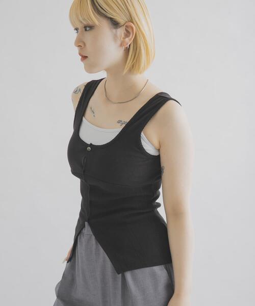 THE GOODLAND MARKET（ザグッドランドマーケット）の「cwtch　PATTERNMESH TANKTOP（タンクトップ・レディース・ホワイト/ブルー系その他/ブラック/イエロー・FREE）」の8枚目の写真