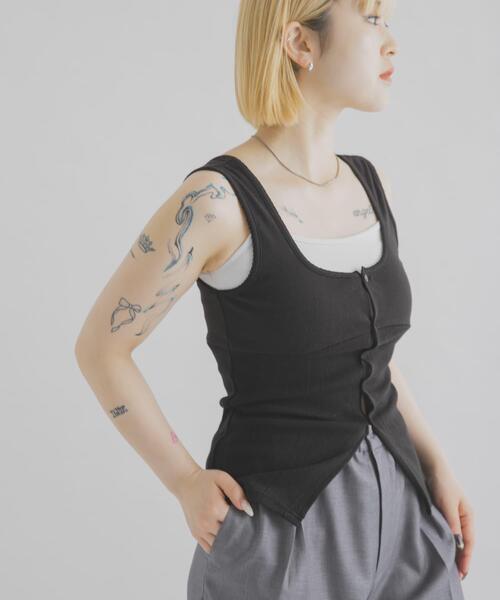 THE GOODLAND MARKET（ザグッドランドマーケット）の「cwtch　PATTERNMESH TANKTOP（タンクトップ・レディース・ホワイト/ブルー系その他/ブラック/イエロー・FREE）」の9枚目の写真