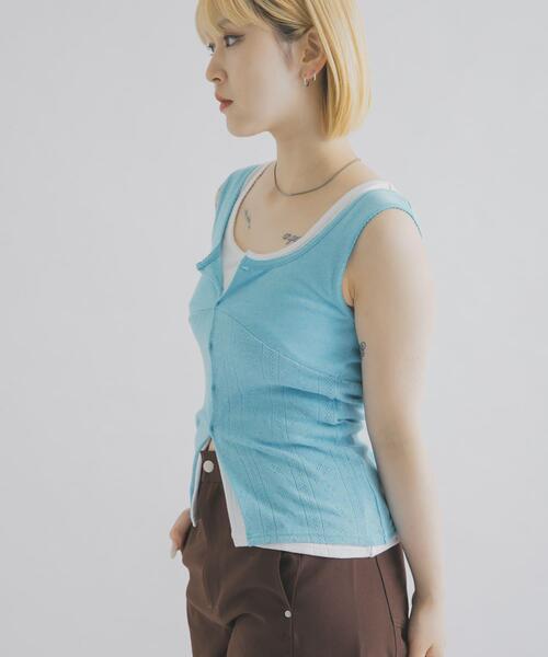 THE GOODLAND MARKET（ザグッドランドマーケット）の「cwtch　PATTERNMESH TANKTOP（タンクトップ・レディース・ホワイト/ブルー系その他/ブラック/イエロー・FREE）」の21枚目の写真