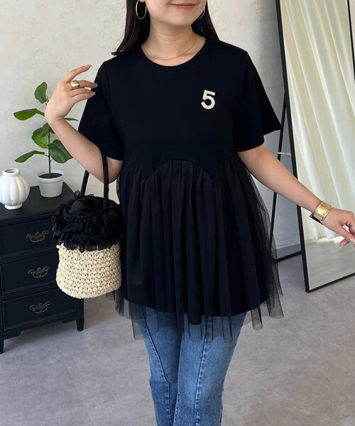 prose verse(プロズヴェール)の「ウエストカーブチュールドッキングペプラムTシャツ(Tシャツ/カットソー・レディース・ブラック/オフホワイト・MEDIUM/LARGE)」の22枚目の写真