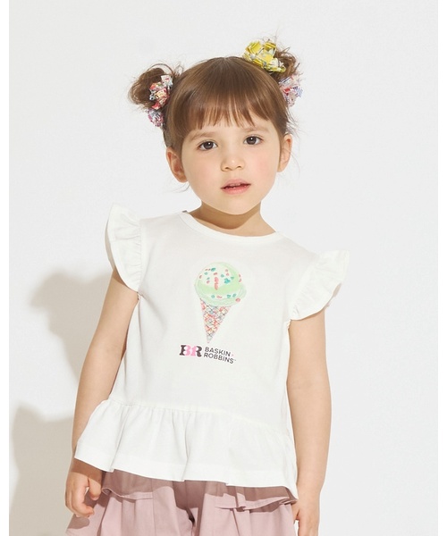 sense of wonder(センスオブワンダー)の「【サーティワン アイスクリーム】リバティアップリケ袖なしTシャツ(Tシャツ/カットソー・キッズ・オフホワイト/ピンク・100cm/90cm/130cm/120cm/110cm)」の1枚目の写真