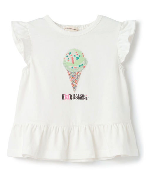 sense of wonder(センスオブワンダー)の「【サーティワン アイスクリーム】リバティアップリケ袖なしTシャツ(Tシャツ/カットソー・キッズ・オフホワイト/ピンク・100cm/90cm/130cm/120cm/110cm)」の8枚目の写真