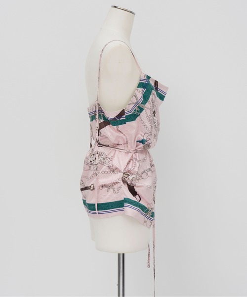 MAISON SPECIAL（メゾンスペシャル）の「Chain-Pattern Scarf TOPS/チェーンパターンスカーフトップス（キャミソール・レディース・ホワイト/ピンク・FREE）」の6枚目の写真