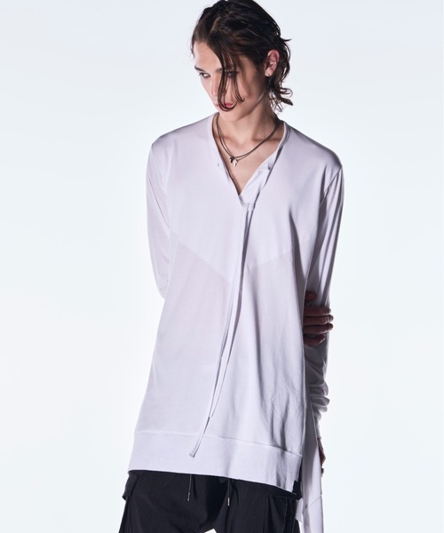 kiryuyrik(キリュウキリュウ)の「kiryuyrik/キリュウキリュウ/Piping Flare LS T-Shirt(Tシャツ/カットソー・メンズ・ホワイト/ブラック・SMALL/MEDIUM/LARGE)」の2枚目の写真