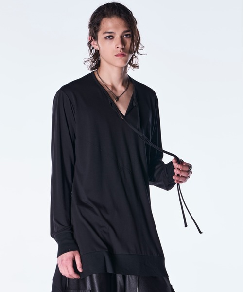kiryuyrik(キリュウキリュウ)の「kiryuyrik/キリュウキリュウ/Piping Flare LS T-Shirt(Tシャツ/カットソー・メンズ・ホワイト/ブラック・SMALL/MEDIUM/LARGE)」の3枚目の写真