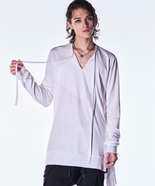 kiryuyrik(キリュウキリュウ)の「kiryuyrik/キリュウキリュウ/Piping Flare LS T-Shirt(Tシャツ/カットソー・メンズ・ホワイト/ブラック・SMALL/MEDIUM/LARGE)」の9枚目の写真