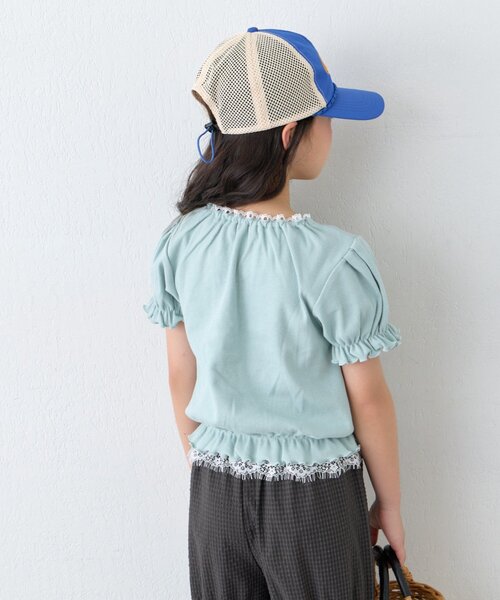 CIAOPANIC TYPY(チャオパニックティピー)の「【KIDS】レースドッキングフロントギャザーリブコンパクトTEE《ZOZO限定カラーあり》(Tシャツ/カットソー・キッズ・アイボリー/ブラック/サックスブルー・110/130/150)」の11枚目の写真