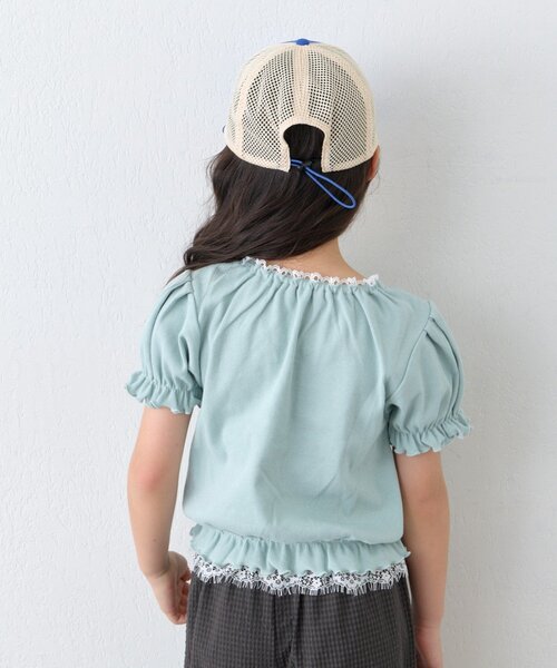 CIAOPANIC TYPY(チャオパニックティピー)の「【KIDS】レースドッキングフロントギャザーリブコンパクトTEE《ZOZO限定カラーあり》(Tシャツ/カットソー・キッズ・アイボリー/ブラック/サックスブルー・110/130/150)」の12枚目の写真