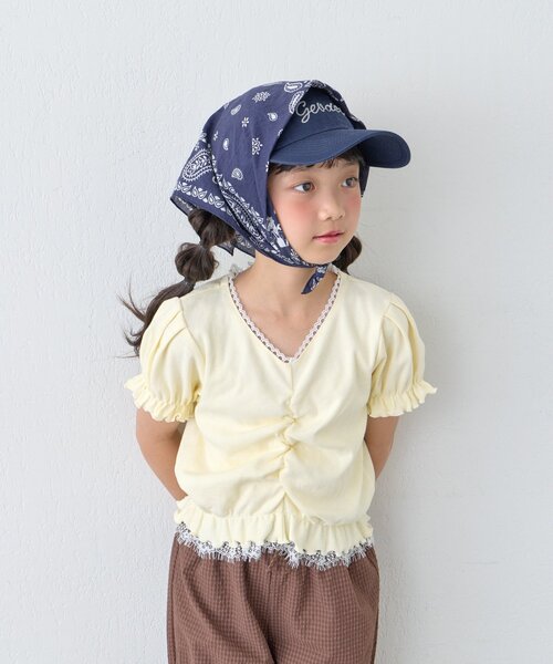 CIAOPANIC TYPY(チャオパニックティピー)の「【KIDS】レースドッキングフロントギャザーリブコンパクトTEE《ZOZO限定カラーあり》(Tシャツ/カットソー・キッズ・アイボリー/ブラック/サックスブルー・110/130/150)」の13枚目の写真