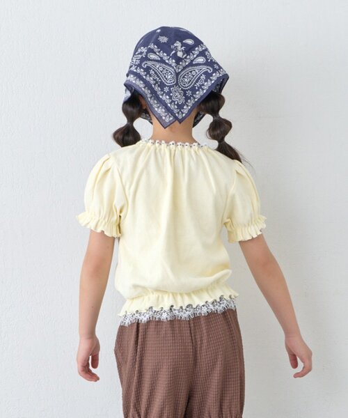 CIAOPANIC TYPY(チャオパニックティピー)の「【KIDS】レースドッキングフロントギャザーリブコンパクトTEE《ZOZO限定カラーあり》(Tシャツ/カットソー・キッズ・アイボリー/ブラック/サックスブルー・110/130/150)」の14枚目の写真