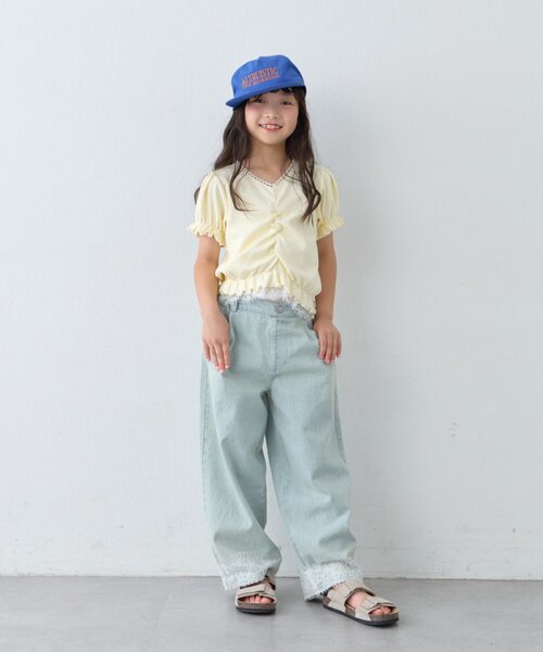 CIAOPANIC TYPY(チャオパニックティピー)の「【KIDS】レースドッキングフロントギャザーリブコンパクトTEE《ZOZO限定カラーあり》(Tシャツ/カットソー・キッズ・アイボリー/ブラック/サックスブルー・110/130/150)」の15枚目の写真
