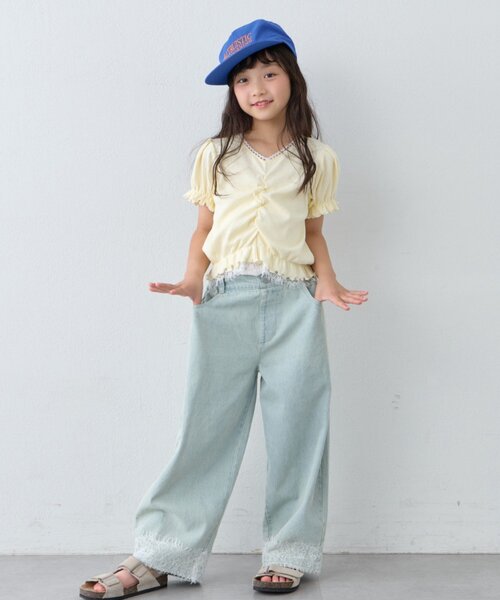 CIAOPANIC TYPY(チャオパニックティピー)の「【KIDS】レースドッキングフロントギャザーリブコンパクトTEE《ZOZO限定カラーあり》(Tシャツ/カットソー・キッズ・アイボリー/ブラック/サックスブルー・110/130/150)」の16枚目の写真