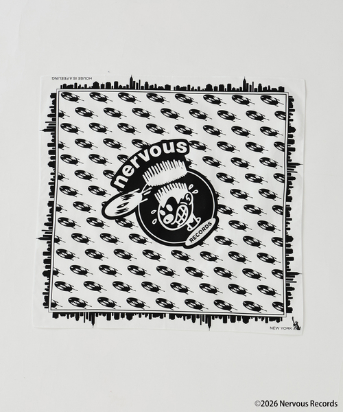 JOURNAL STANDARD(ジャーナルスタンダード)の「Nervous Records / ナーヴァス・レコーズ Nervous BANDANA(バンダナ/スカーフ・メンズ・ホワイト/グリーン・FREE)」の1枚目の写真
