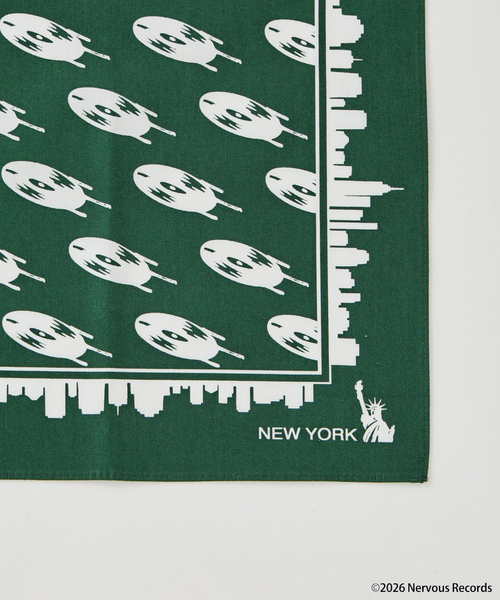 JOURNAL STANDARD(ジャーナルスタンダード)の「Nervous Records / ナーヴァス・レコーズ Nervous BANDANA(バンダナ/スカーフ・メンズ・ホワイト/グリーン・FREE)」の6枚目の写真