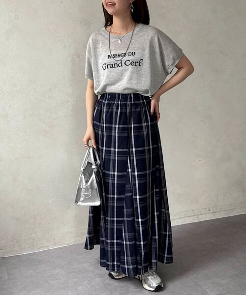 Chez toi(シェトワ)の「チェックフレアスカート(スカート・レディース・ネイビー/オフホワイト・FREE)」の19枚目の写真