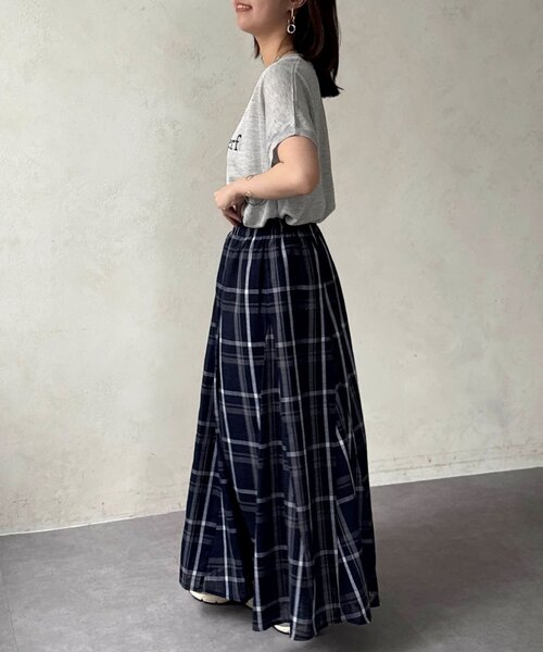 Chez toi(シェトワ)の「チェックフレアスカート(スカート・レディース・ネイビー/オフホワイト・FREE)」の20枚目の写真