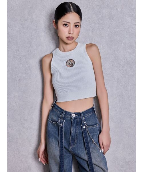 GYDA(ジェイダ)の「GG bijou MOLDラメアメスリニットトップス(タンクトップ・レディース・ピンク/ブラック/その他1/オフホワイト・FREE)」の18枚目の写真