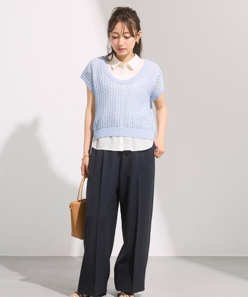 COHINA(コヒナ)の「トリアセリネンライクドロストワイドパンツ 【低身長・小柄女性】(その他パンツ・レディース・ネイビー/グレイッシュベージュ・SHORT/REGULAR)」の18枚目の写真