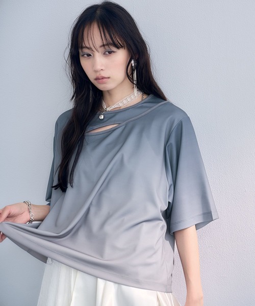 HARE(ハレ)の「フロントアキグラデーションTシャツ(HARE)(Tシャツ/カットソー・レディース・グレー/イエロー/ブルー・FREE)」の20枚目の写真