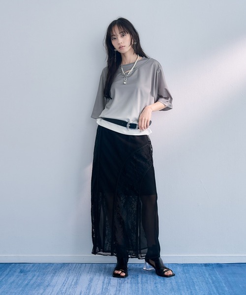 HARE(ハレ)の「フロントアキグラデーションTシャツ(HARE)(Tシャツ/カットソー・レディース・グレー/イエロー/ブルー・FREE)」の9枚目の写真