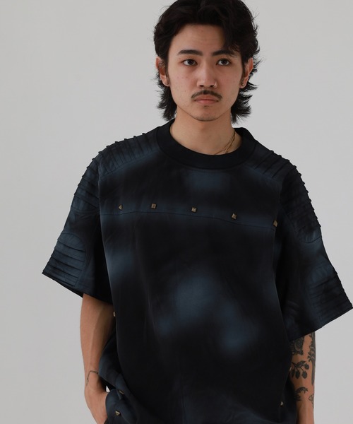 FUNALIVE（ファンアライブ）の「ABETTOR アンティークスタッヅ肩パイピングデザインブラスト加工BIG-SS/T 半袖（Tシャツ/カットソー・メンズ・ブラック/ホワイト・FREE）」の14枚目の写真