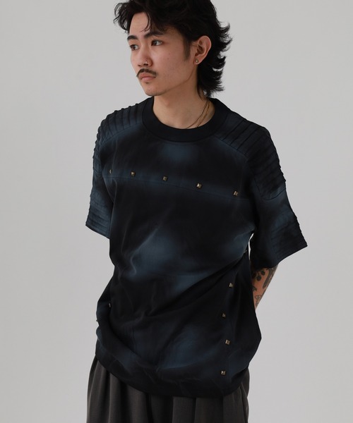 FUNALIVE（ファンアライブ）の「ABETTOR アンティークスタッヅ肩パイピングデザインブラスト加工BIG-SS/T 半袖（Tシャツ/カットソー・メンズ・ブラック/ホワイト・FREE）」の13枚目の写真