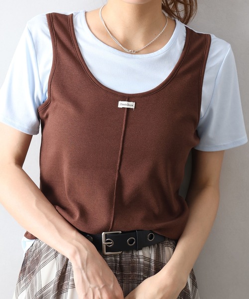 SpRay(スプレイ)の「フェイクレイヤードTシャツ(Tシャツ/カットソー・レディース・ブラック/ベージュ/グレー/サックスブルー・FREE)」の17枚目の写真