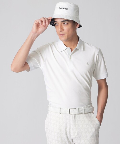 Paul Stuart(ポールスチュアート)の「【GOLF Men’s/吸水速乾/UVカット/保型性/イージーケア】PSアイコニックロゴ半袖ポロシャツ(ポロシャツ・メンズ・ホワイト/ブラック/グレー/パープル系その他/ダークネイビー/ブルー系その他2・M/L/XL)」の1枚目の写真