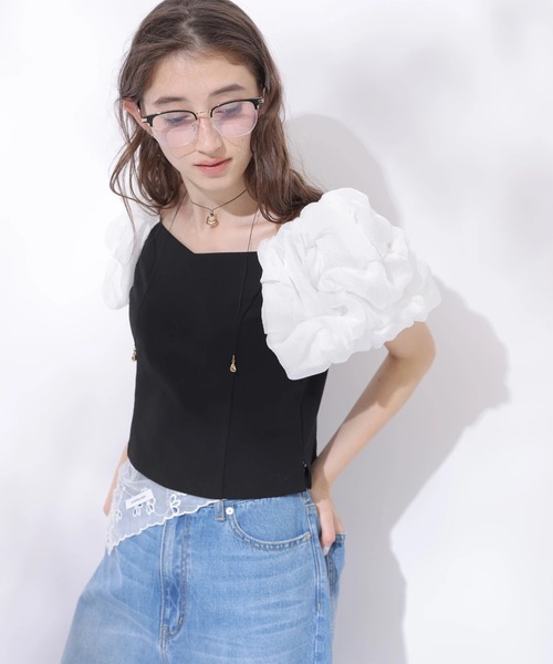 Rirandture(リランドチュール)の「フワフワスリーブカットトップス(Tシャツ/カットソー・レディース・ライトイエロー/オフホワイト/ブラック系その他2・2)」の12枚目の写真