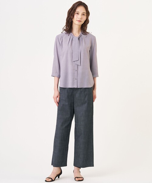 J.PRESS（ジェイプレス）の「【シーンレスに活躍】ウォッシャブルキュプラツイル ボウタイ ブラウス（シャツ/ブラウス・レディース・ダークブラウン系1/ブラック系3/ブルー系/パープル系1・9/11）」の11枚目の写真