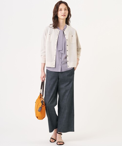 J.PRESS（ジェイプレス）の「【シーンレスに活躍】ウォッシャブルキュプラツイル ボウタイ ブラウス（シャツ/ブラウス・レディース・ダークブラウン系1/ブラック系3/ブルー系/パープル系1・9/11）」の12枚目の写真