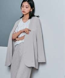 ノーカラー オバーシルエット ジャケット
