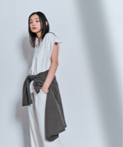 W:Huku(フーク)の「ノーカラー オバーシルエット ジャケット(ノーカラージャケット・レディース・チャコール/ライトグレー・FREE)」の14枚目の写真