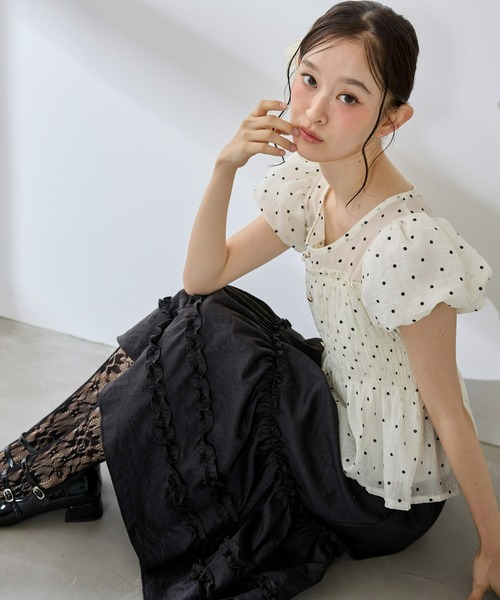 P.V.T(ピーブイティー)の「ティアードフリルミモレ丈スカート(スカート・レディース・ホワイト/ブラック・M)」の18枚目の写真