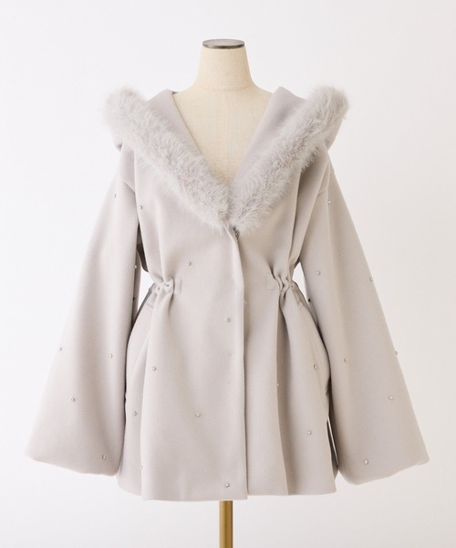 one after another NICE CLAUP(ワンアフターアナザーナイスクラップ)の「【リバイバル】ビジュー付き女の子コート(その他アウター・レディース・オフホワイト/チャコールグレー/グレー/ベビーピンク・FREE)」の13枚目の写真