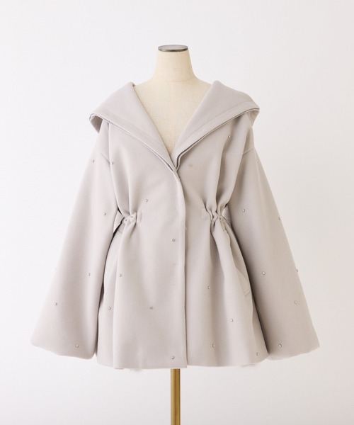 one after another NICE CLAUP(ワンアフターアナザーナイスクラップ)の「【リバイバル】ビジュー付き女の子コート(その他アウター・レディース・オフホワイト/チャコールグレー/グレー/ベビーピンク・FREE)」の17枚目の写真