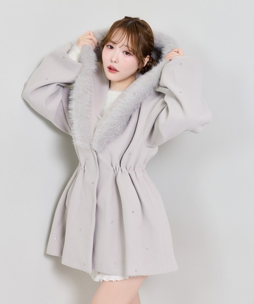 one after another NICE CLAUP(ワンアフターアナザーナイスクラップ)の「【リバイバル】ビジュー付き女の子コート(その他アウター・レディース・オフホワイト/チャコールグレー/グレー/ベビーピンク・FREE)」の20枚目の写真