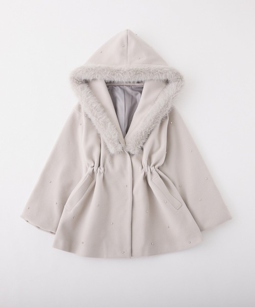 one after another NICE CLAUP(ワンアフターアナザーナイスクラップ)の「【リバイバル】ビジュー付き女の子コート(その他アウター・レディース・オフホワイト/チャコールグレー/グレー/ベビーピンク・FREE)」の5枚目の写真