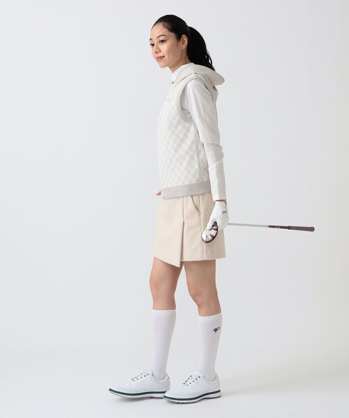 BEAMS GOLF(ビームスゴルフ)の「PURPLE LABEL / バイヤスチェック フーディ ベスト(ニット/セーター・レディース・ネイビー・LARGE)」の2枚目の写真