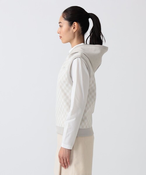 BEAMS GOLF(ビームスゴルフ)の「PURPLE LABEL / バイヤスチェック フーディ ベスト(ニット/セーター・レディース・ネイビー・LARGE)」の4枚目の写真