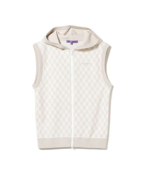 BEAMS GOLF(ビームスゴルフ)の「PURPLE LABEL / バイヤスチェック フーディ ベスト(ニット/セーター・レディース・ネイビー・LARGE)」の12枚目の写真