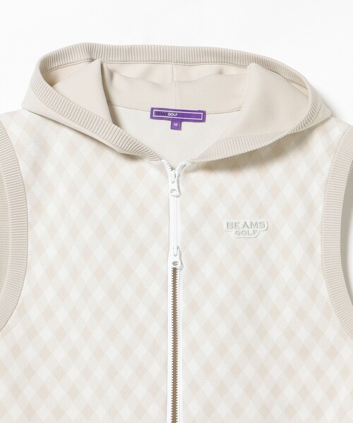 BEAMS GOLF(ビームスゴルフ)の「PURPLE LABEL / バイヤスチェック フーディ ベスト(ニット/セーター・レディース・ネイビー・LARGE)」の13枚目の写真