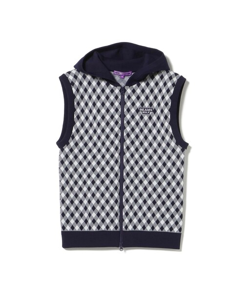 BEAMS GOLF(ビームスゴルフ)の「PURPLE LABEL / バイヤスチェック フーディ ベスト(ニット/セーター・レディース・ネイビー・LARGE)」の17枚目の写真