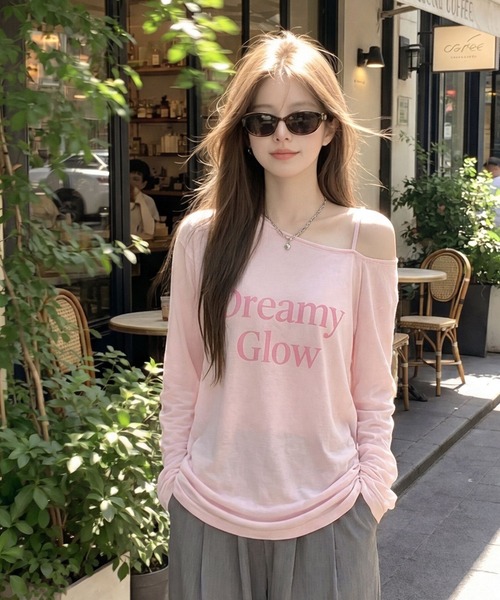 AsheKsha(アシクシャ)の「アルファベットプリント長袖Tシャツ(Tシャツ/カットソー・レディース・ピンク・M)」の14枚目の写真