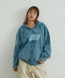 WASHED SLANTED OG ZIP HOODED SWEATSHIRT