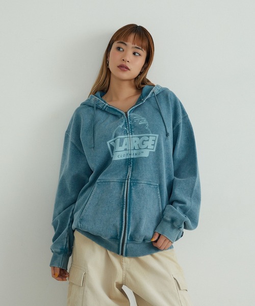 XLARGE(エクストララージ)の「WASHED SLANTED OG ZIP HOODED SWEATSHIRT(パーカー・メンズ・グレー/ブラウン/ブルー/ブラック・S/M/L/XL)」の1枚目の写真